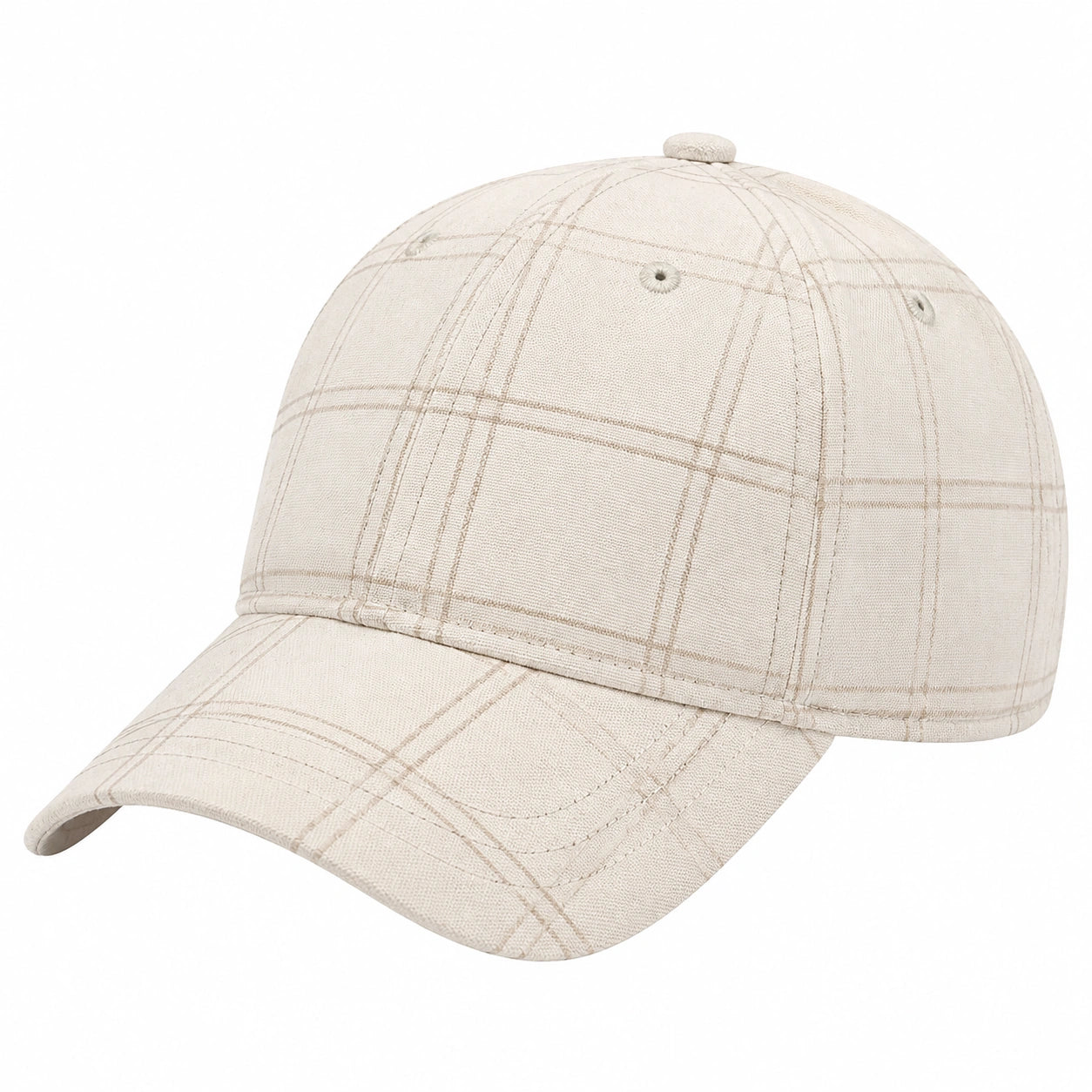 Baseballkappe Einheitsgröße aus Textilgewebe Beige kariert für Freizeit