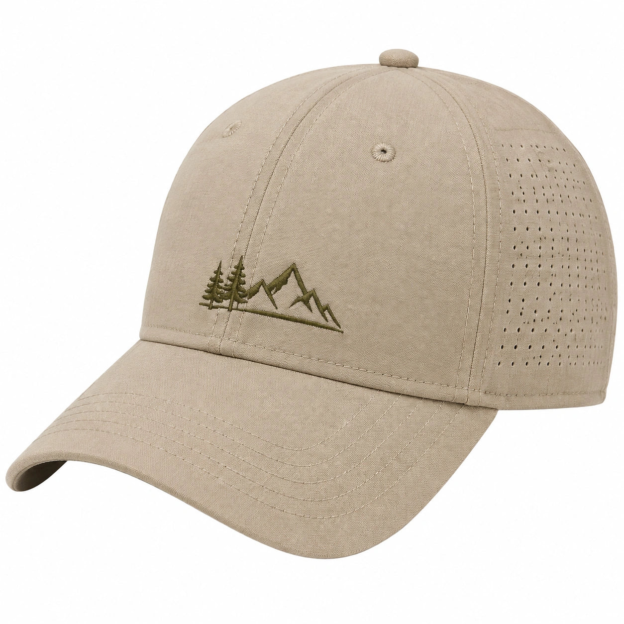 Baseballkappe Einheitsgröße Beige Textilgewebe mit Bergstickerei und Belüftung