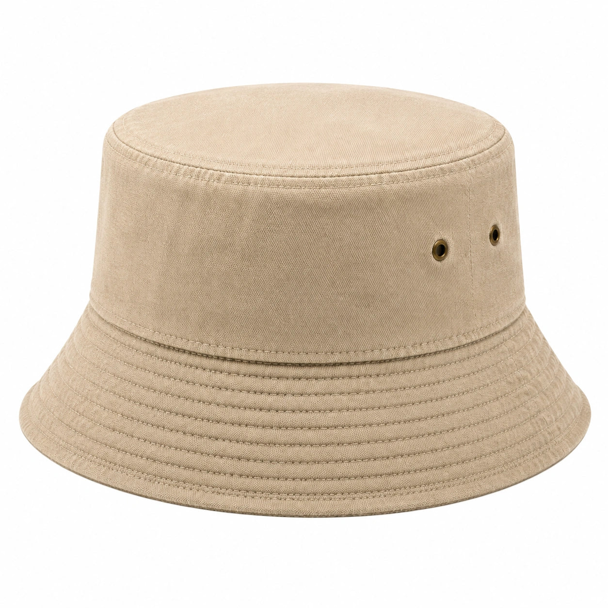 Bucket Hat Einheitsgröße aus Textilgewebe Beige mit Belüftungsösen