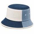 Jeans-Bucket-Hut Einheitsgröße Blau/Hellblau/Creme im Patchwork-Stil