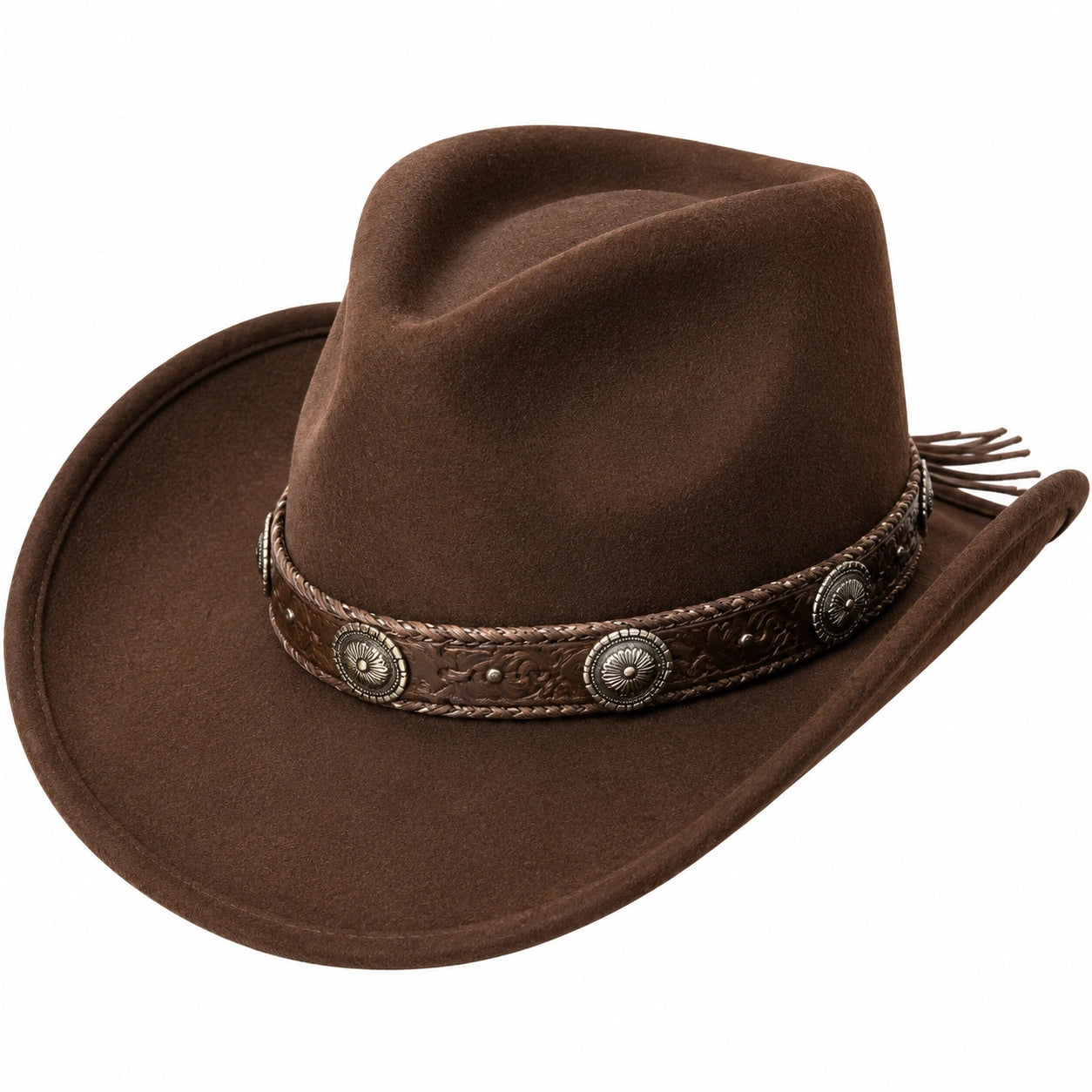 Cowboyhut Einheitsgröße Braun Textil mit Zierband im Westernstil