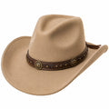 Cowboyhut Einheitsgröße Beige Textil mit Dekoband im Westernstil