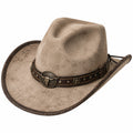 Cowboyhut Einheitsgröße in Beige mit Kunstlederband im Westernstil