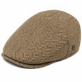 Schiebermütze Einheitsgröße Braun Beige Webstoff mit Fischgrätmuster für den Alltag