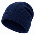 Strickmütze Einheitsgröße Dunkelblau mit Zopfmuster für Alltag