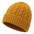 Strickmütze Einheitsgröße senfgelb mit Zopfmuster und Umschlag für Alltag