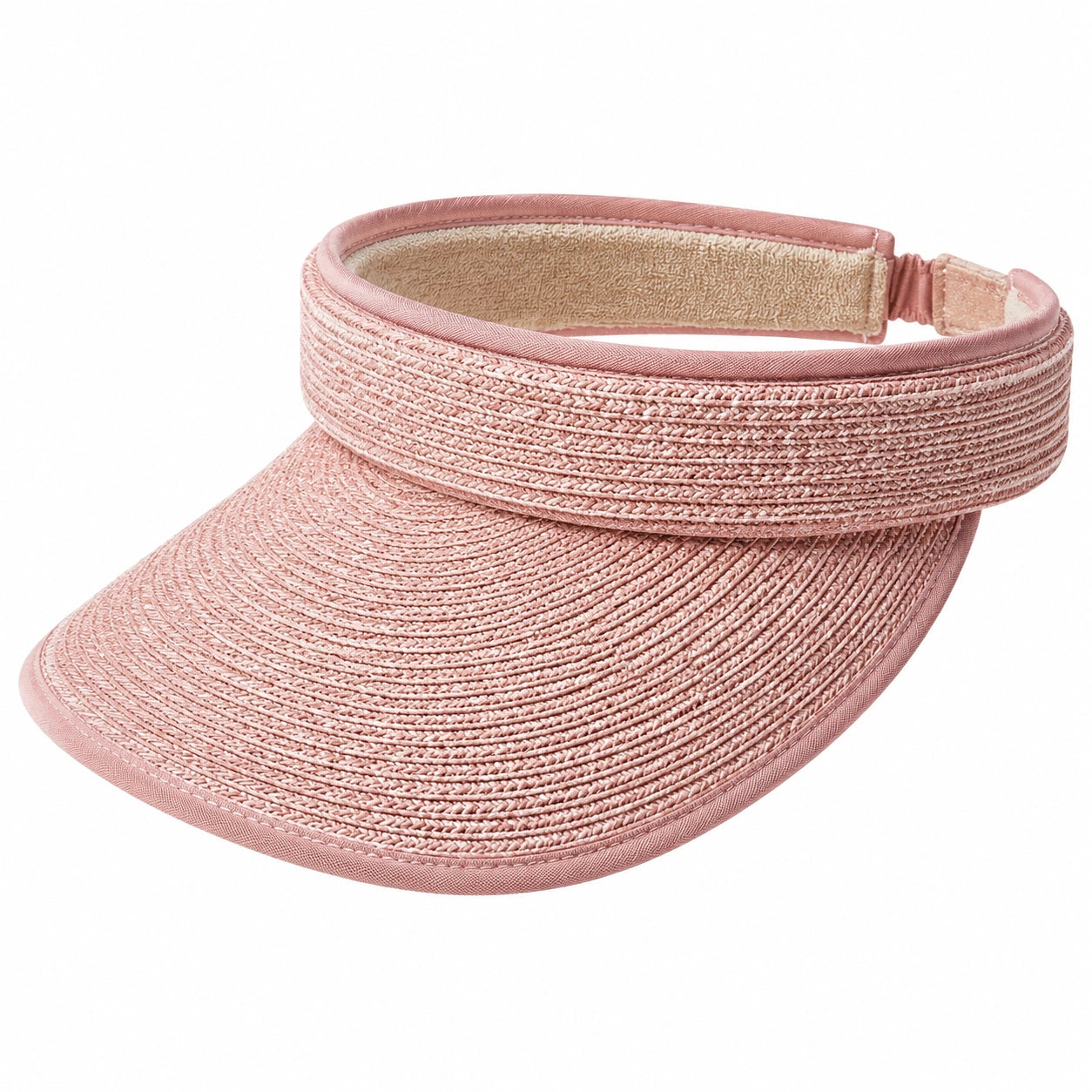 Damen Sonnenvisier Einheitsgröße Rosa geflochtenes Textil verstellbar für Freizeit
